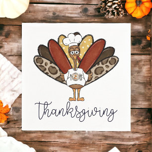 Thanksgiving Chef Turkey / Tis the Season Holiday Napkin