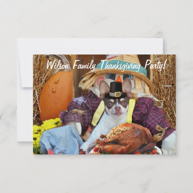 Thanksgiving chihuahua party invitations (Front)