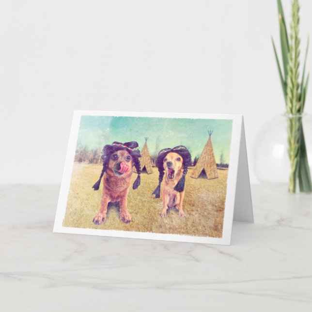 Thanksgiving Chihuahuas Vintage Photo Holiday Card (Front)