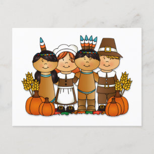 Thanksgiving children holiday postcard