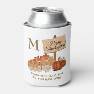 THANKSGIVING Christian Monogram  Can Cooler