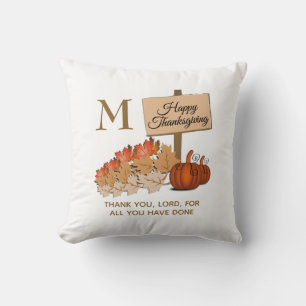 THANKSGIVING Christian Monogram Cushion