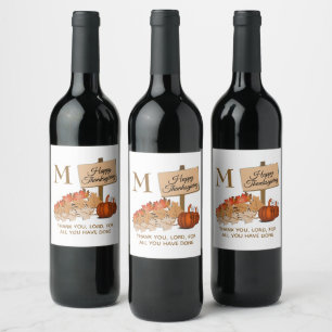 THANKSGIVING Christian Monogram Wine Label