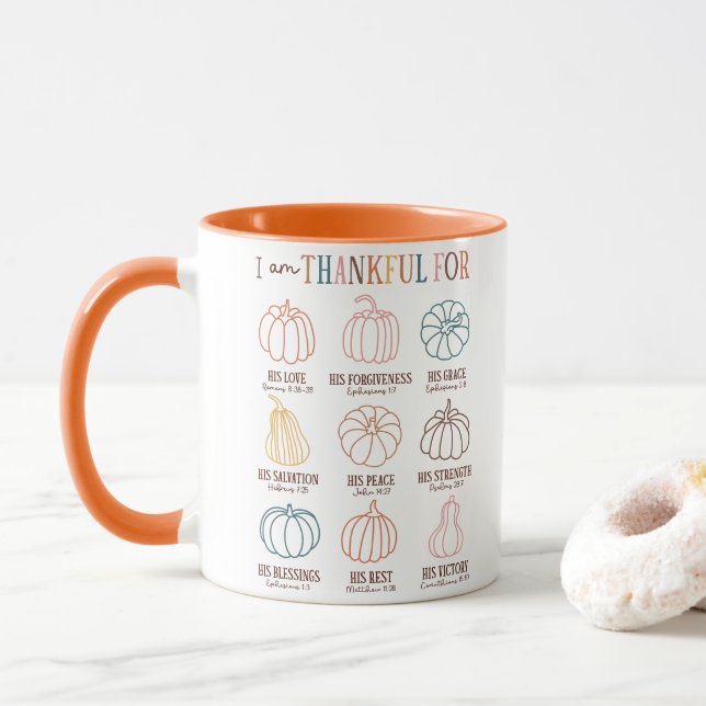 Thanksgiving Christian Quote  Mug (With Donut)