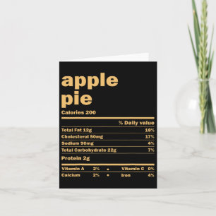 Thanksgiving Christmas Apple Pie Nutritional Facts Card