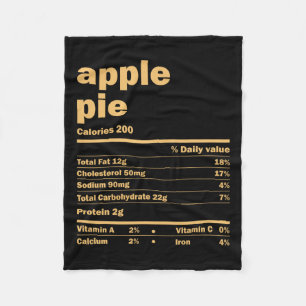 Thanksgiving Christmas Apple Pie Nutritional Facts Fleece Blanket