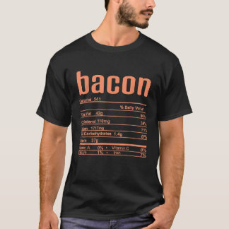 Thanksgiving Christmas Bacon Nutrition Fact  T-Shirt