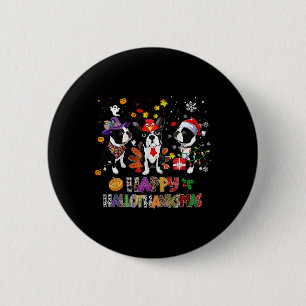 Thanksgiving Christmas Boston Terrier Dog Hallotha 6 Cm Round Badge