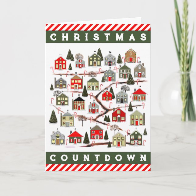 Thanksgiving Christmas Countdown Holiday Card (Front)