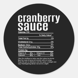 Thanksgiving Christmas Cranberry Sauce Nutritional Classic Round Sticker