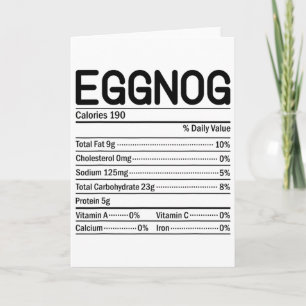 Thanksgiving Christmas Food Facts Eggnog Nutrition Card