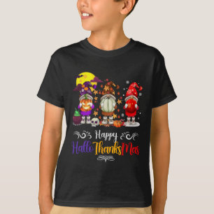 Thanksgiving Christmas Happy Hallothanksmas Gnomes T-Shirt