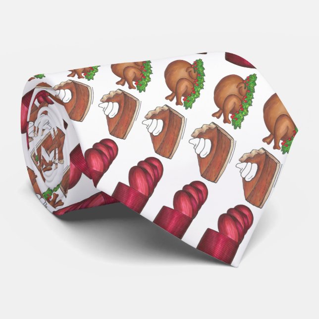 Thanksgiving Christmas Holiday Dinner Foodie Tie (Rolled)