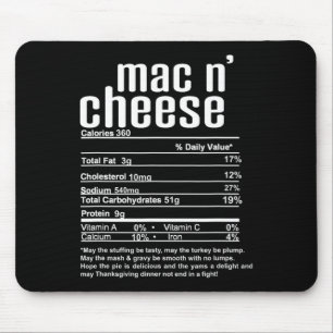 Thanksgiving Christmas Mac N Cheese Nutritional Fa Mouse Mat