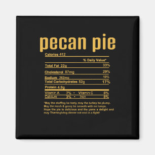 Thanksgiving Christmas Pecan Pie Nutritional Facts Magnet