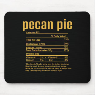 Thanksgiving Christmas Pecan Pie Nutritional Facts Mouse Mat