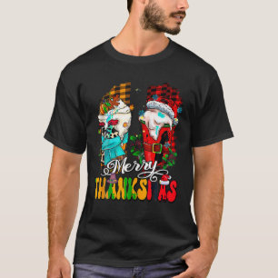Thanksgiving Christmas Plaid Merry ThanksMas Coffe T-Shirt