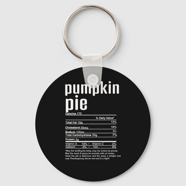 Thanksgiving Christmas Pumpkin Pie Nutritional Fac Key Ring (Front)
