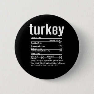 Thanksgiving Christmas Turkey Nutritional Facts 6 Cm Round Badge