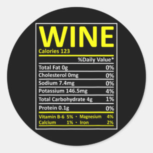 Thanksgiving Christmas Wine Nutritional Facts Labe Classic Round Sticker