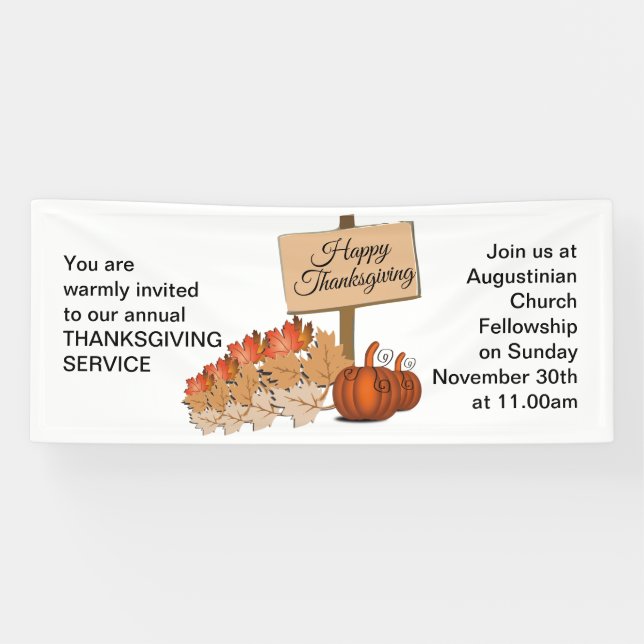 THANKSGIVING Church Service Banner (Horizontal)
