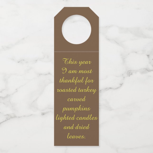 Thanksgiving - Classic Bottle Hanger Tags (Front)