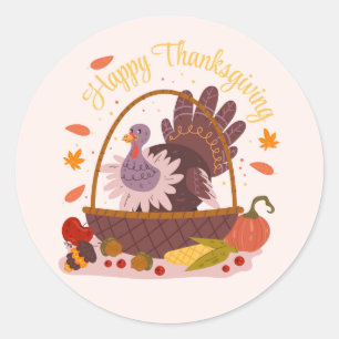 Thanksgiving classic round sticker