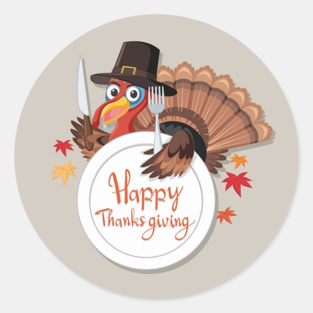 Thanksgiving classic round sticker (Front)