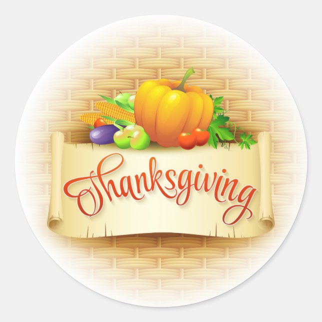 Thanksgiving  classic round sticker (Front)