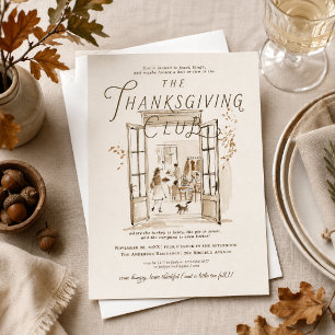 Thanksgiving Club Watercolor Gathering Invitation