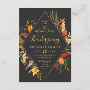 Thanksgiving Cocktail Party Watercolor Foliage Invitation