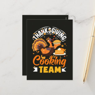 Thanksgiving Cooking Team Funny Fall Dinner Holiday Postcard