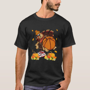 Thanksgiving Cool Turkey Playing Basketball Player T-Shirt
