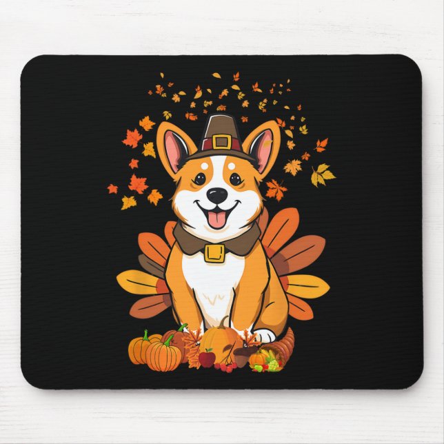 Thanksgiving Corgi Dog Turkey 1  Mouse Mat (Front)