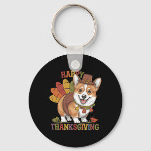 Thanksgiving Corgi Dog Turkey Key Ring