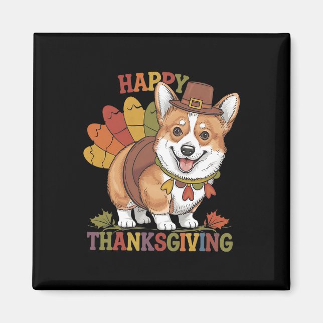 Thanksgiving Corgi Dog Turkey  Magnet (Front)