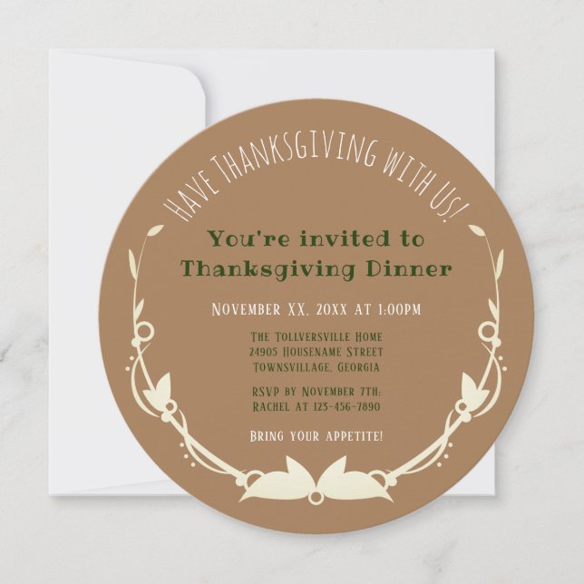 Thanksgiving Cornbread Collard Green Black Eye Pea Invitation (Front)
