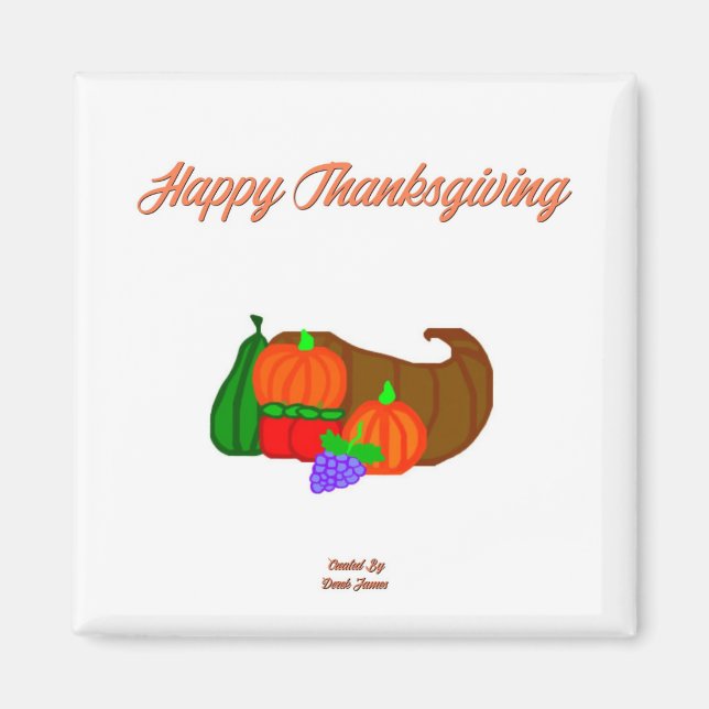 Thanksgiving Cornucopia 2 Inch Square Magnet (Front)