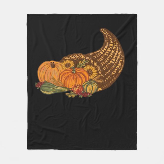 Thanksgiving Cornucopia Classic T-Shirt Fleece Blanket (Front)