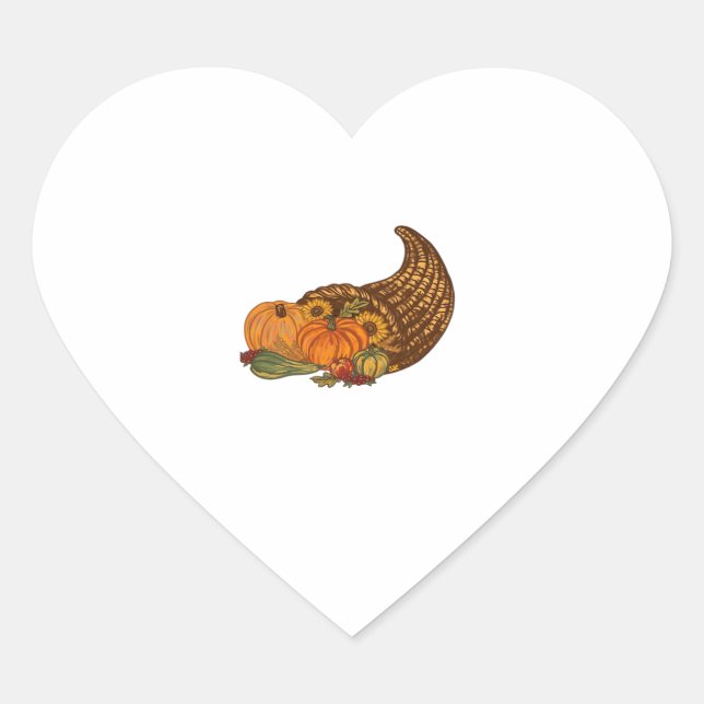 Thanksgiving Cornucopia Classic T-Shirt Heart Sticker (Front)