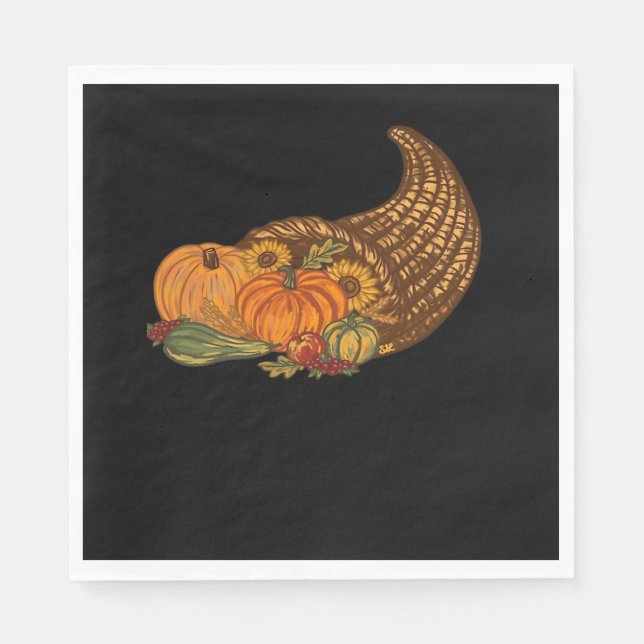 Thanksgiving Cornucopia Classic T-Shirt Napkin (Front)