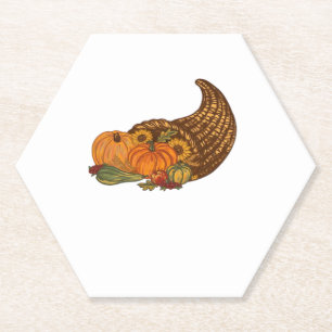 Thanksgiving Cornucopia Classic T-Shirt Paper Coaster