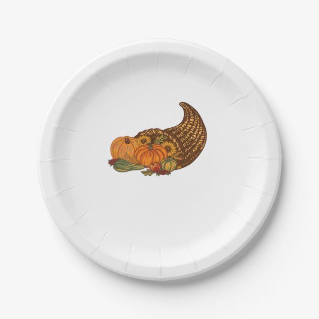 Thanksgiving Cornucopia Classic T-Shirt Paper Plate (Front)