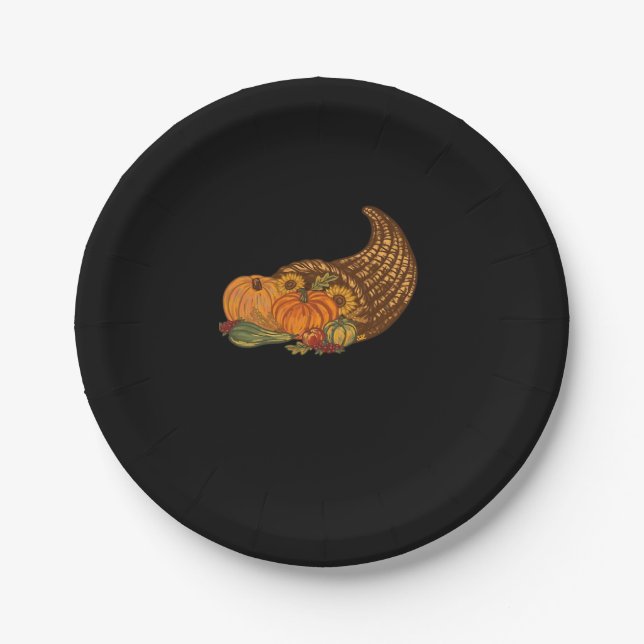Thanksgiving Cornucopia Classic T-Shirt Paper Plate (Front)