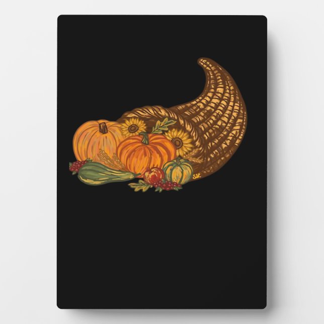 Thanksgiving Cornucopia Classic T-Shirt Plaque (Front)