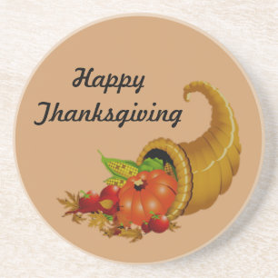 Thanksgiving Cornucopia Cork Coasters
