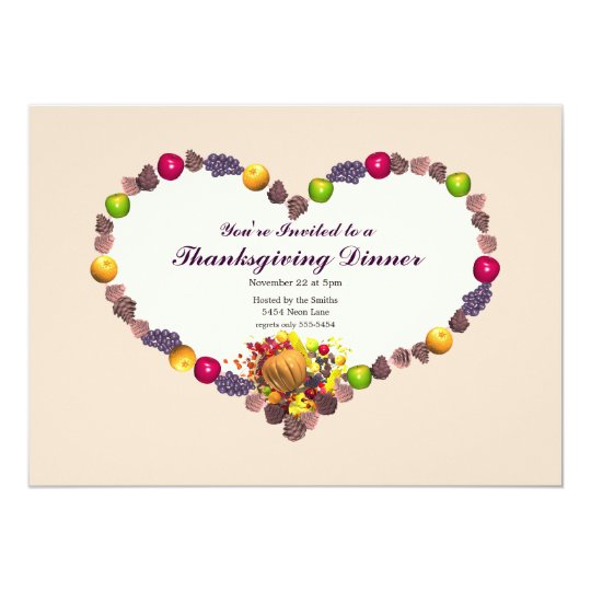 Thanksgiving Cornucopia Heart Dinner Card