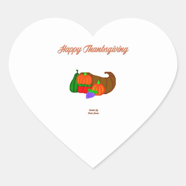 Thanksgiving Cornucopia Heart Sticker (Front)