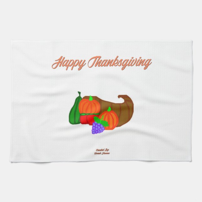 Thanksgiving Cornucopia Kitchen Towel (Horizontal)