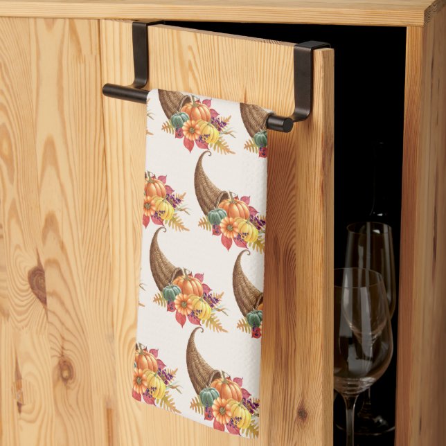 Thanksgiving Cornucopia Kitchen Towel (Thirds Fold)